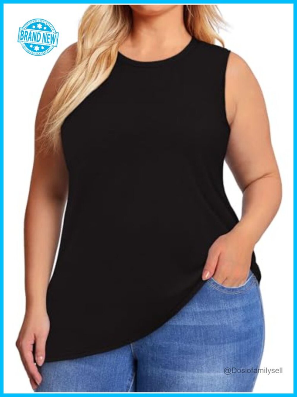 Plus Size Tank Top Sleeveless Crew Neck Cotton Blend Casual Summer Shirt